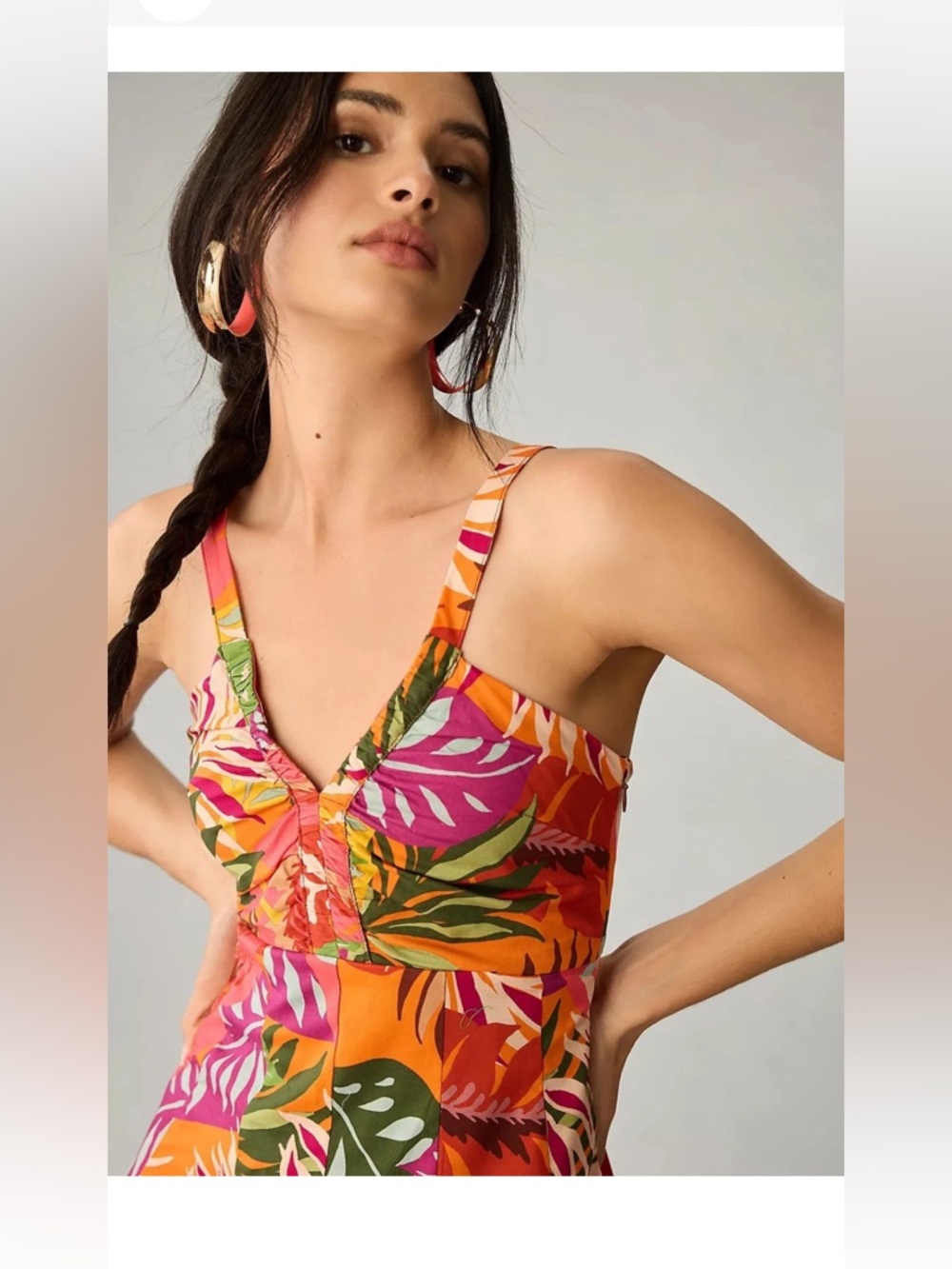 ANTHROPOLOGIE MAEVE PRINT RUCHED DRESS SIZE 12 - Picture 2 of 9